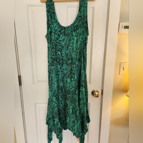 Dresses & Skirts - Floral Paisley Sleeveless Maxi Dress Size Xl Green & Black Boho Festival Resort